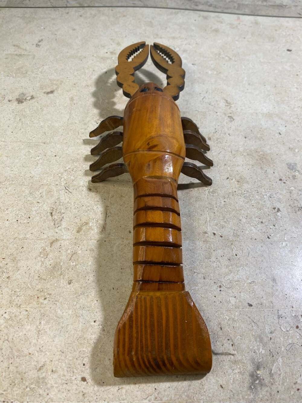 Vintage Hand Carved Articulated Wooden Lobster Figurine Folk Art